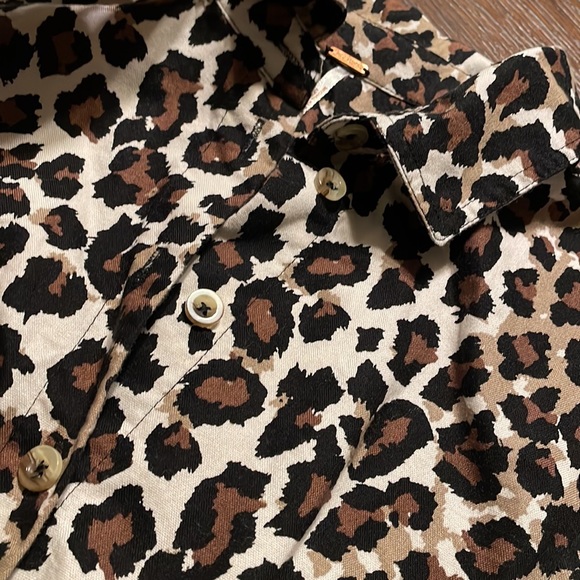 Free People Leopard Animal Print Crop Top Button Down Knot Bottom Size Sm NWOT - Picture 4 of 10